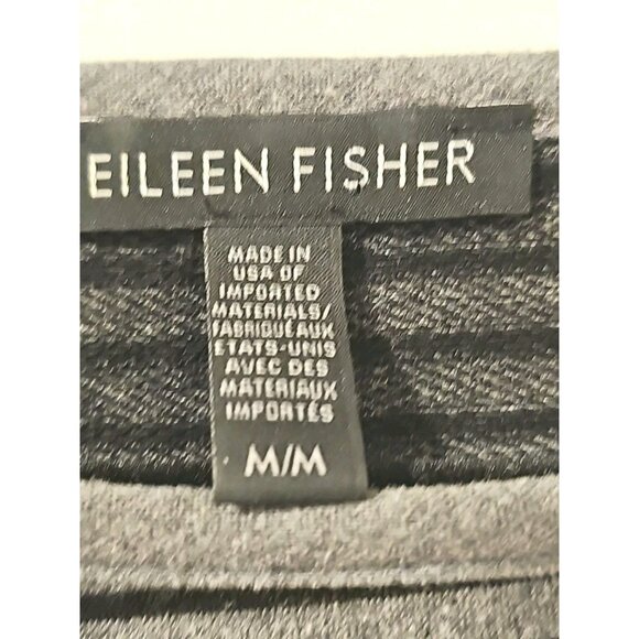EILEEN FISHER Top Medium Tunic Stretch Tencel Terry Striped Long Sleeve Gray USA - Picture 4 of 11